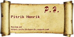 Pitrik Henrik névjegykártya
